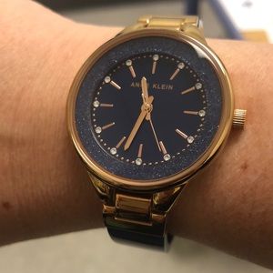 Anne Klein Navy and Gold Watch